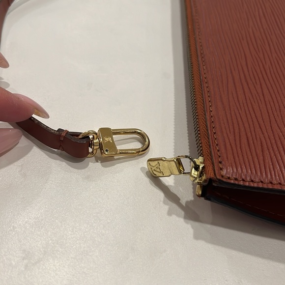 Louis Vuitton Epi Leather Clutch Pochette Bag in Rust Orange Brown - Picture 8 of 14
